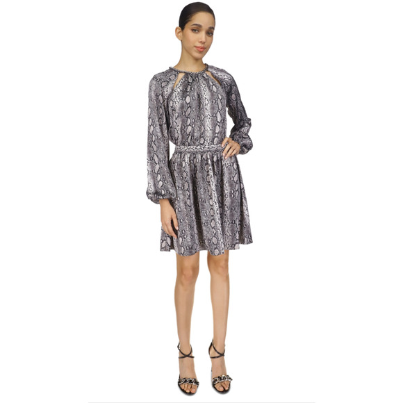 Michael Michael Kors Women Snakeskin Print Chain Neck Dress Black Multi Size L - Picture 1 of 1
